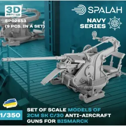 Spalah 02853 1/350 Set Of Scale Models Anti-aircraft Armanent 2 Cm C/30 Guns For Bismarck 9 Pcs