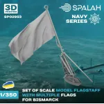 Spalah 02953 1/350 Set Of Scale Models Flagstaffs With Multiple Flags For Bismarck 2 Pcs