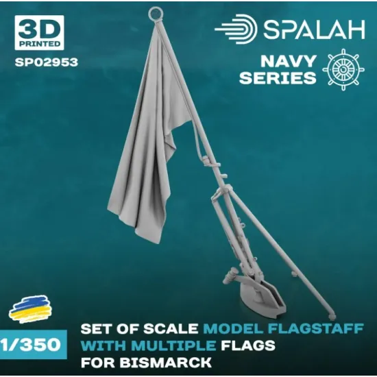 Spalah 02953 1/350 Set Of Scale Models Flagstaffs With Multiple Flags For Bismarck 2 Pcs