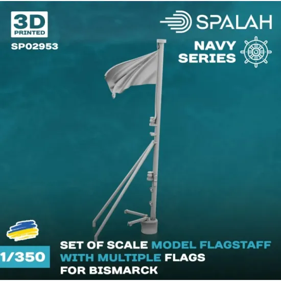 Spalah 02953 1/350 Set Of Scale Models Flagstaffs With Multiple Flags For Bismarck 2 Pcs