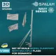 Spalah 02953 1/350 Set Of Scale Models Flagstaffs With Multiple Flags For Bismarck 2 Pcs