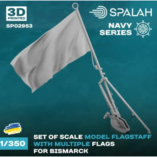 Spalah 02953 1/350 Set Of Scale Models Flagstaffs With Multiple Flags For Bismarck 2 Pcs