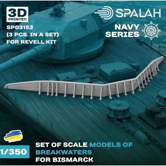Spalah 03153 1/350 Set Of Scale Models Bismarck Breakwaters For Revell Kit 3 Pcs