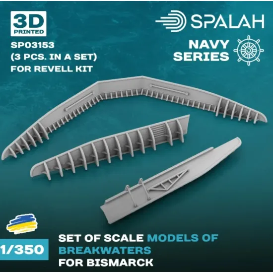 Spalah 03153 1/350 Set Of Scale Models Bismarck Breakwaters For Revell Kit 3 Pcs