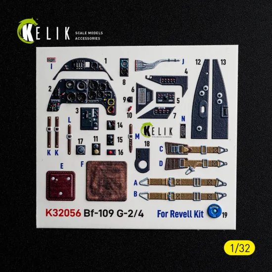 Kelik K32056 1/32 Bf-109 G2/4 Interior 3d Decals For Revell Kit