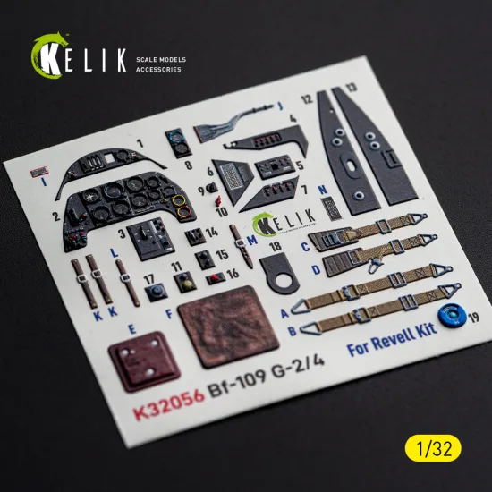 Kelik K32056 1/32 Bf-109 G2/4 Interior 3d Decals For Revell Kit