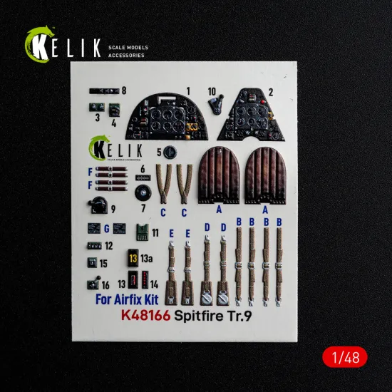 Kelik K48166 1/48 Spitfire Tr.9 - Interior 3d Decals For Airfix