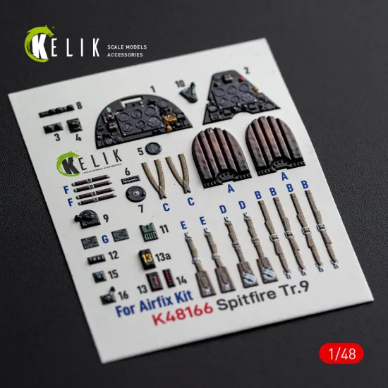 Kelik K48166 1/48 Spitfire Tr.9 - Interior 3d Decals For Airfix