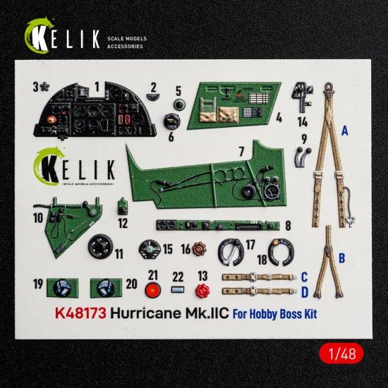 Kelik K48173 1/48 Hurricane Mk.iic - Interior 3d Decals For Hobbyboss Kit