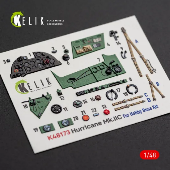 Kelik K48173 1/48 Hurricane Mk.iic - Interior 3d Decals For Hobbyboss Kit