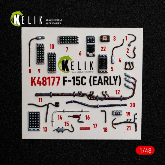 Kelik K48177 1/48 F-15c Early - Interior 3d Decals For Hasegawa