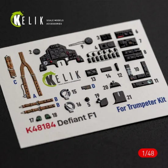 Kelik K48184 1/48 Defiant F1 - Interior 3d Decals For Trumpeter