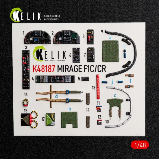 Kelik K48187 1/48 Mirage F1c/Cr - Interior 3d Decals For Italeri Kit