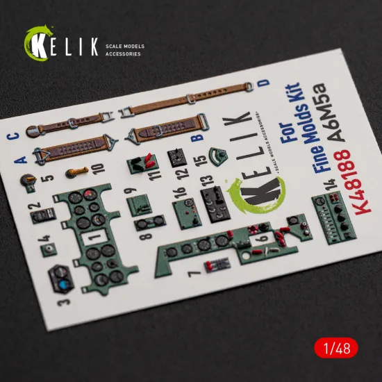 Kelik K48188 1/48 A6m5a - Interior 3d Decals For Fine Molds Kit