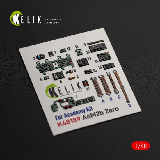 Kelik K48189 1/48 A6m2b Zero Interior 3d Decals For Academy