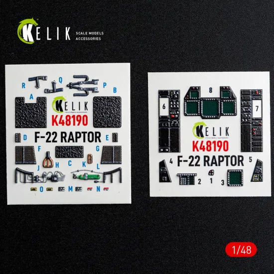 Kelik K48190 1/48 F-22 Raptor - Interior 3d Decals For Hasegawa
