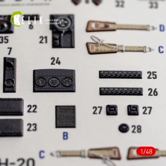 Kelik K48192 1/48 He-111 H-20 - Interior 3d Decals For Icm