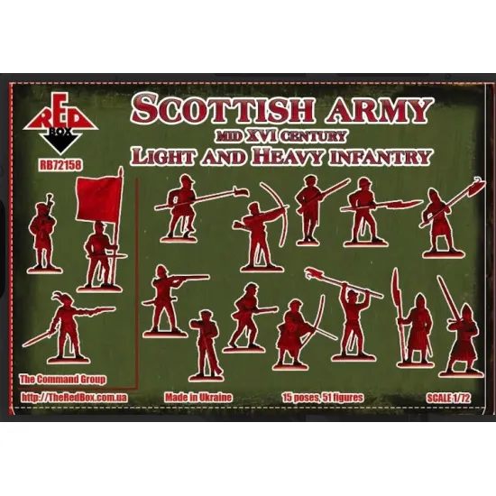 Red Box 72158 1/72 Scottish Army Mid Xvi Century Light And Heavy Infantry Figures Model Kit