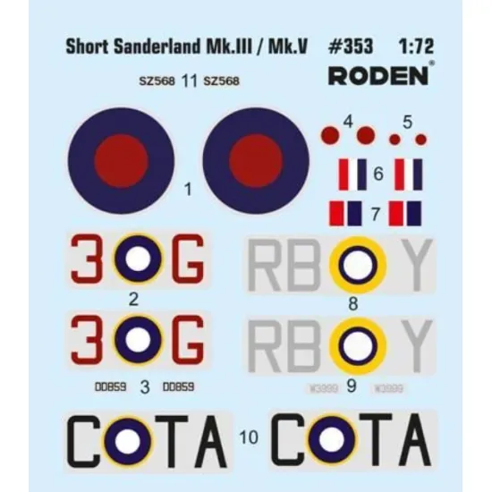 Roden 353 1/144 Short S 25 Sunderland Mark Iii/V Plastic Model Aircraft