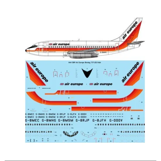 26decals 144-1389 1/144 Air Europe 737-200/Adv For X-scale Kit