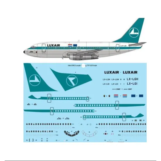 26decals 144-1392 1/144 Luxair 737-200/Adv For X-scale Kit