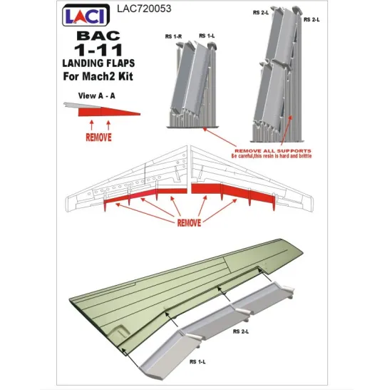 Laci 720053 1/72 Bac1-11 Landing Flaps For Mach 2 Kit Resin Model