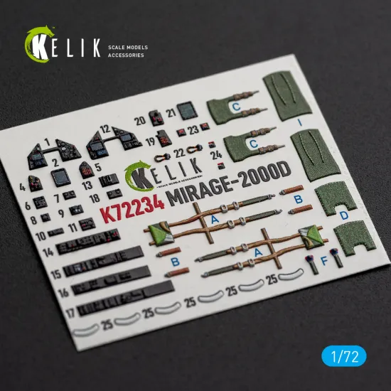 Kelik K72234 1/72 Mirage-2000d Interior 3d Decals For Dreammodel