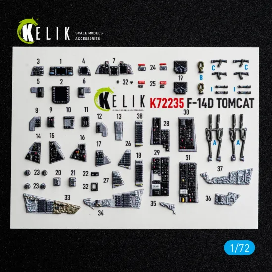 Kelik K72235 1/72 F-14d Tomcat Interior 3d Decals For Tamiya