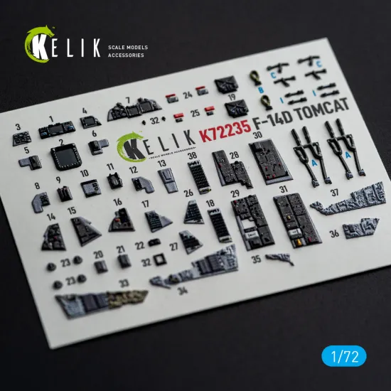 Kelik K72235 1/72 F-14d Tomcat Interior 3d Decals For Tamiya