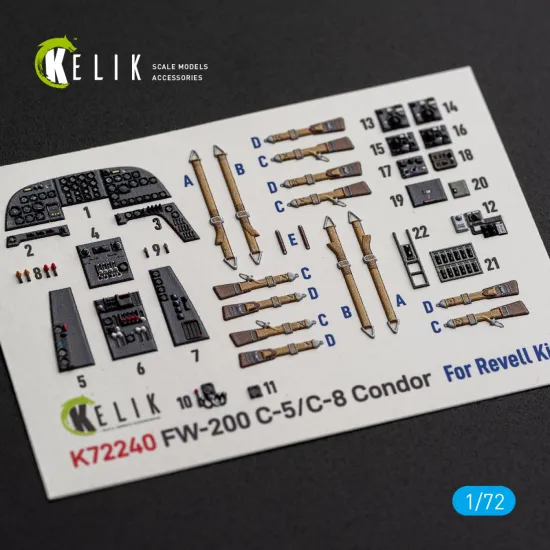 Kelik K72240 1/72 Fw-200 C-5/C-8 - Interior 3d Decals For Revell