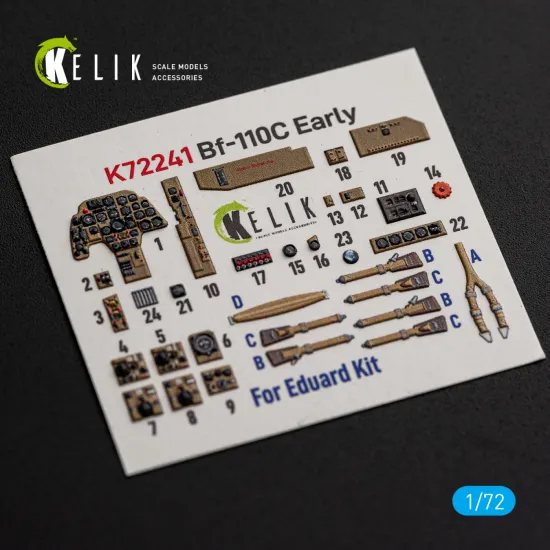 Kelik K72241 1/72 Bf-110c Early - Interior 3d Decals For Eduard