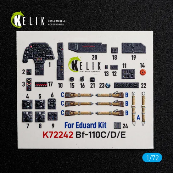 Kelik K72242 1/72 Bf-110c/D/E- Interior 3d Decals For Eduard
