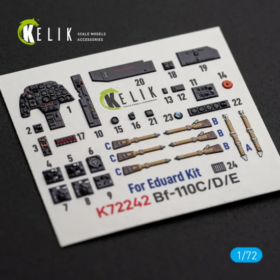 Kelik K72242 1/72 Bf-110c/D/E- Interior 3d Decals For Eduard