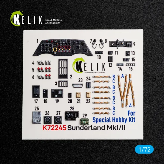 Kelik K72245 1/72 Sunderlend Mki/Ii - Interior 3d Decals For Special Hobby
