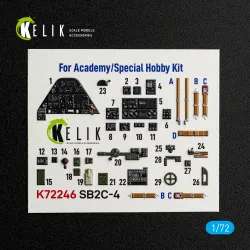 Kelik K72246 1/72 Sb2c-4 - Interior 3d Decals For Academy/Special Hobby