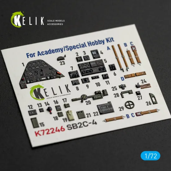 Kelik K72246 1/72 Sb2c-4 - Interior 3d Decals For Academy/Special Hobby