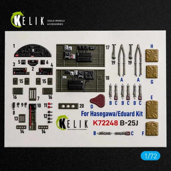 Kelik K72248 1/72 B-25j - Interior 3d Decals For Eduard Kit