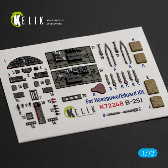 Kelik K72248 1/72 B-25j - Interior 3d Decals For Eduard Kit