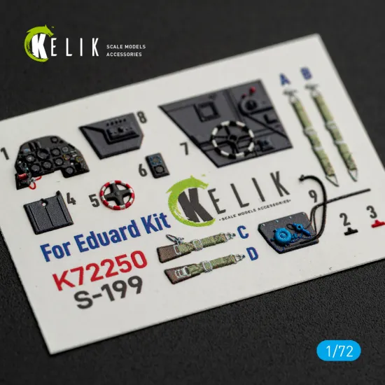 Kelik K72250 1/72 S-199 - Interior 3d Decals For Eduard Kit