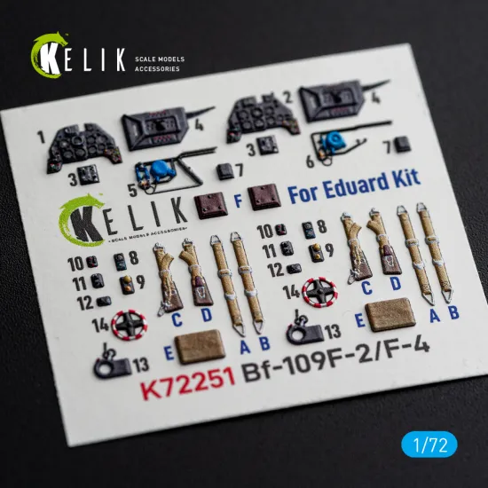 Kelik K72251 1/72 Bf-109 F-2/F-4 - Interior 3d Decals For Eduard