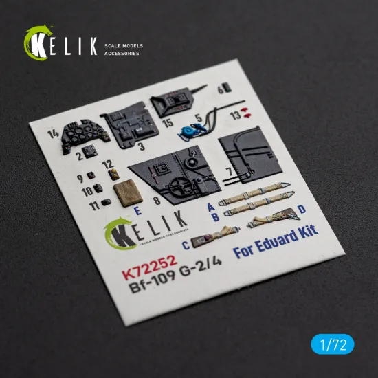 Kelik K72252 1/72 Bf-109 G-2/4 - Interior 3d Decals For Eduard Kit