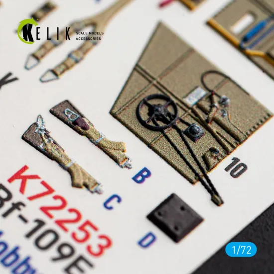 Kelik K72253 1/72 Bf-109 E - Interior 3d Decals For Special Hobby/Eduard