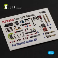 Kelik K72255 1/72 He-162 Spatz - Interior 3d Decals For Special Hobby Kit