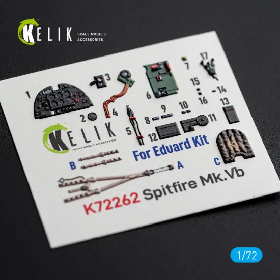 Kelik K72262 1/72 Spitfire Mk.vb - Interior 3d Decals For Eduard Kit