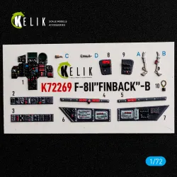 Kelik K72269 1/72 F-8ii Finback-b Interior 3d Decals For Trumpeter Kit