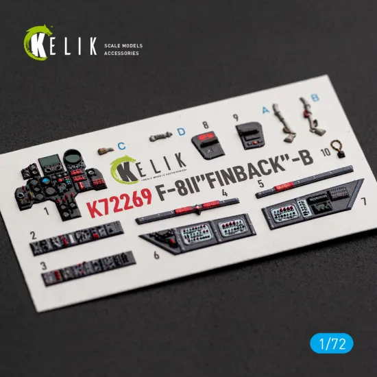 Kelik K72269 1/72 F-8ii Finback-b Interior 3d Decals For Trumpeter Kit