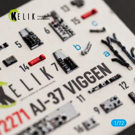 Kelik K72271 1/72 Aj-37 Viggen - Interior 3d Decals For Special Hobby Kit