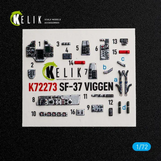 Kelik K72273 1/72 Sf-37 Viggen - Interior 3d Decals For Special Hobby Kit