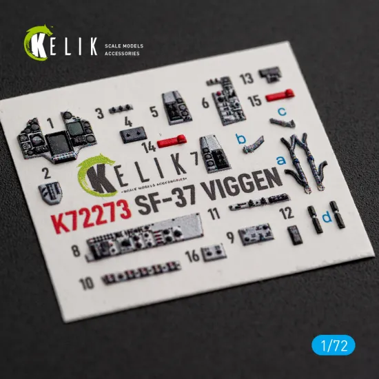 Kelik K72273 1/72 Sf-37 Viggen - Interior 3d Decals For Special Hobby Kit