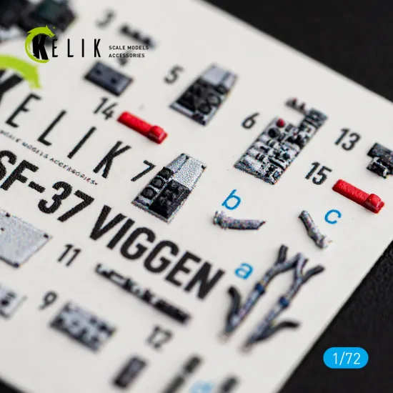 Kelik K72273 1/72 Sf-37 Viggen - Interior 3d Decals For Special Hobby Kit